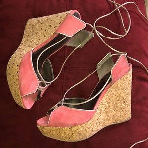 Salvatore Ferragamo cork suede platform sandals